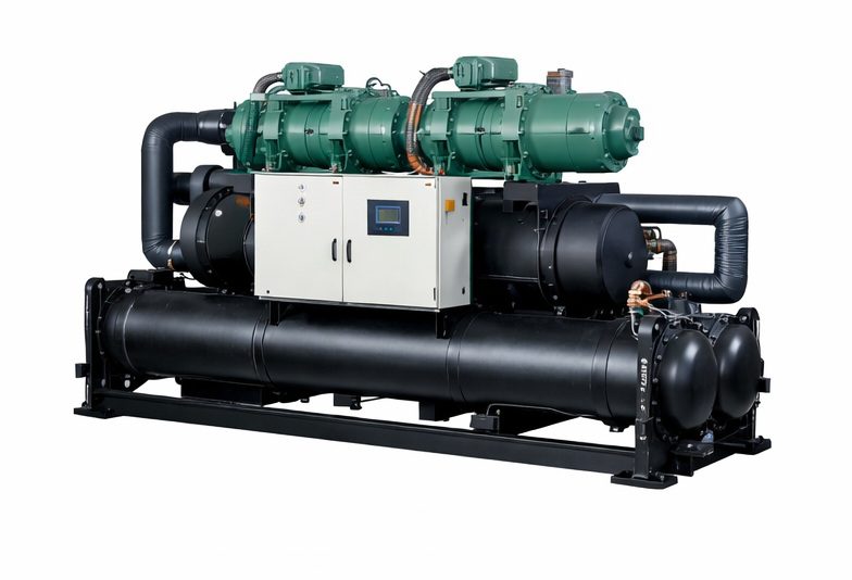 Certified engineers installing industrial chillers